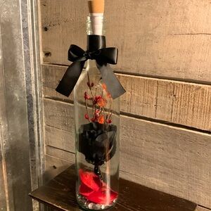 Hand crafted- Black Rose Wine Bottle Lantern